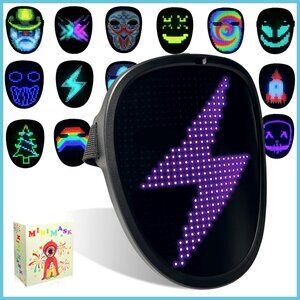 Gesture Sensing LED Light Up Mask with 70 Patterns, Plastic Material